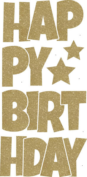 Happy Birthday 6 pc Ez Set SPARKLY GLITTER Gold