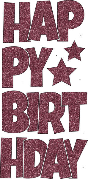 Happy Birthday 6 pc Ez Set SPARKLY GLITTER Maroon Burgundy 1
