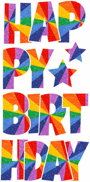 Happy Birthday 6 pc Ez Set Swirly Glitter Rainbow
