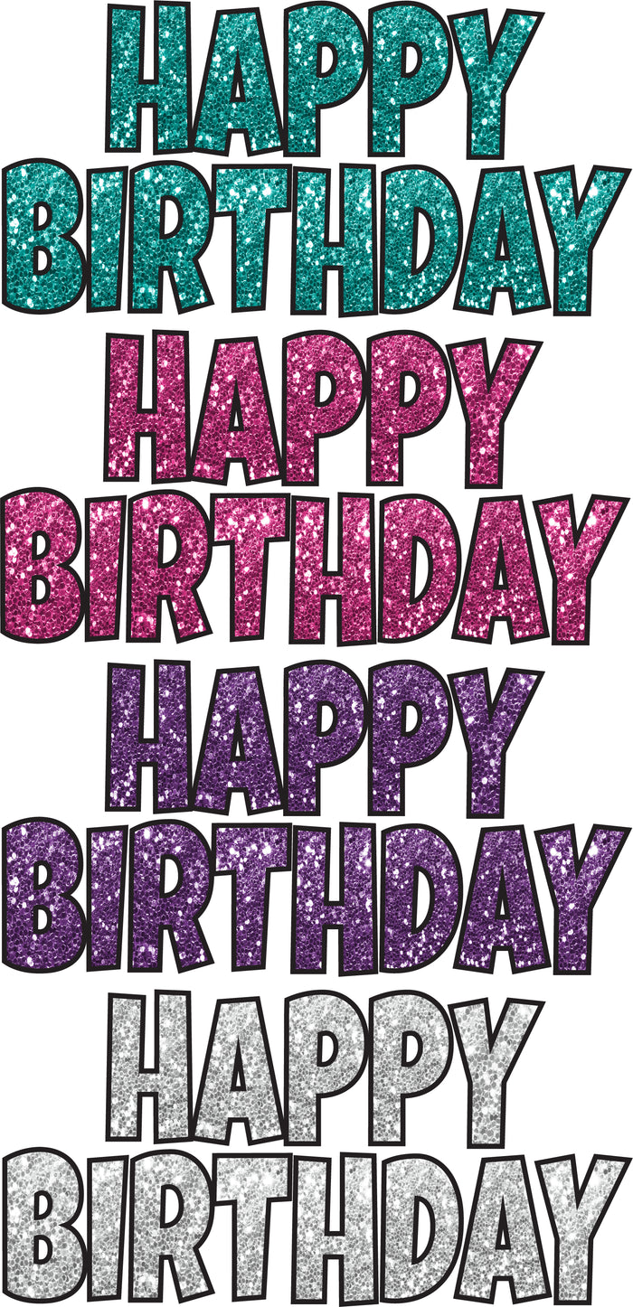 Happy Birthday x 4 - Set 4 Lucky Guy Font