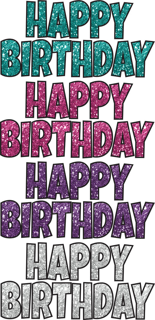 Happy Birthday x 4 - Set 4 Lucky Guy Font
