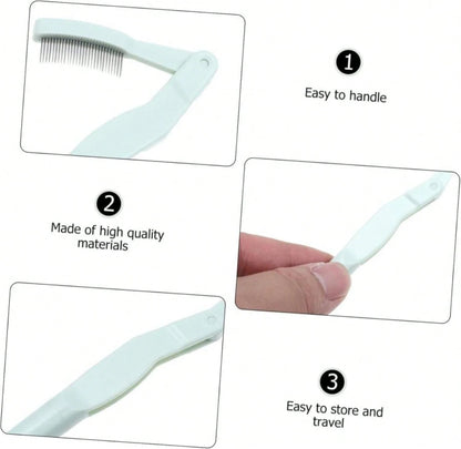 Healeved 2pcs Foldable Eyelash Comb And Eyebrow Brush Portable Stainless Steel Eyelash Separator With Cover Creative Makeup Tool For Women For Lash And Brow Grooming Random Colors