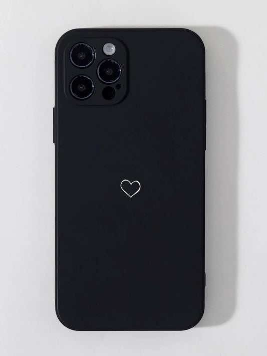 Heart Design Phone Case, Minimalist Solid Color Print Phone Case, Compatible With IPhone & Galaxy,International Version, Not The Domestic Version
