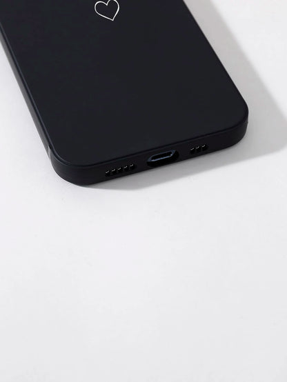 Heart Design Phone Case, Minimalist Solid Color Print Phone Case, Compatible With IPhone & Galaxy,International Version, Not The Domestic Version