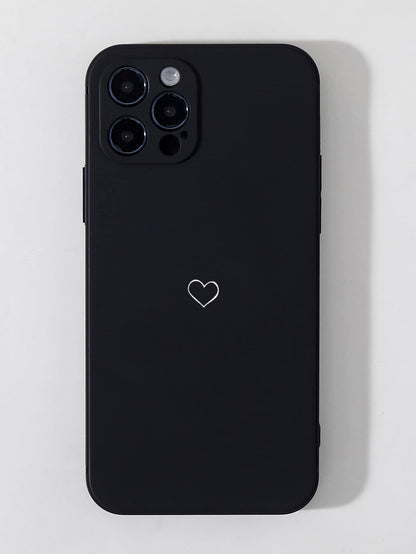 Heart Design Phone Case, Minimalist Solid Color Print Phone Case, Compatible With IPhone & Galaxy,International Version, Not The Domestic Version
