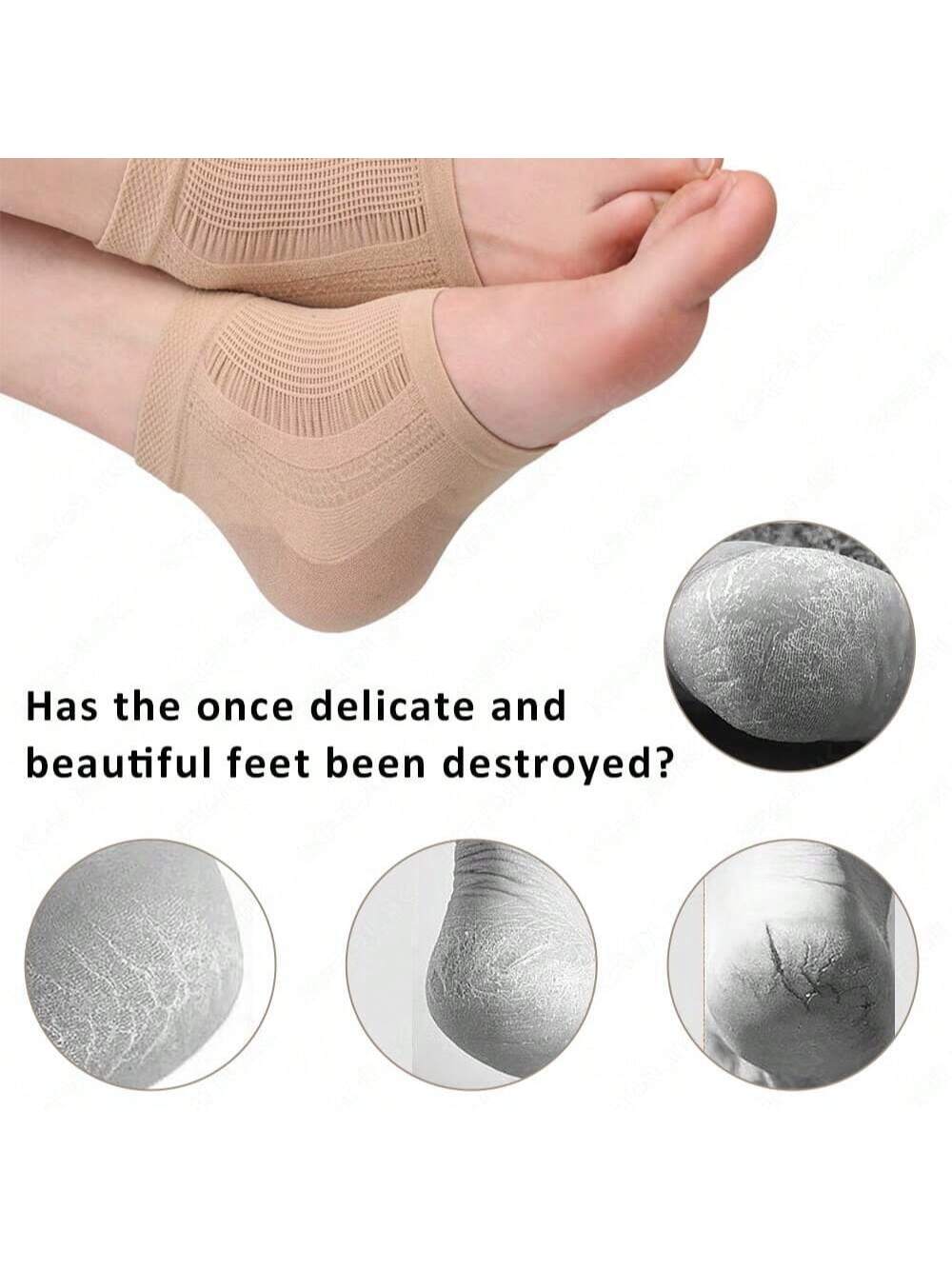 Heel Pain Relief Socks With Gel Moisturizing Pad, Anti-Cracking, Spurs/Knocking Relief Foot Care Pads, For Women Men Sneakers Shoes, Casual Shoes, Back To School Supplies, Boots Accessories For Shoes