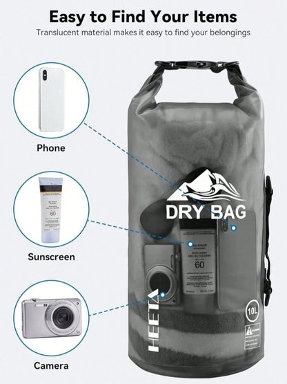 HEETA Dry Bag Waterproof For Women Men, 5L/10L/20L/30L/40L Roll Top Lightweight Dry Storage Bag Backpack With Phone Case For Travel Swimming Boating Kayaking Paddle Board Camping Beach Accessories