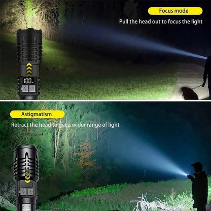 High-Brightness Rechargeable LED Tactical Flashlights, A Total Of 5 Modes, COB Side Lights, Adjustable Focus, USB C Interface, Suitable For Outdoor Adventure, Camping, Travel And Emergency, Bright Out