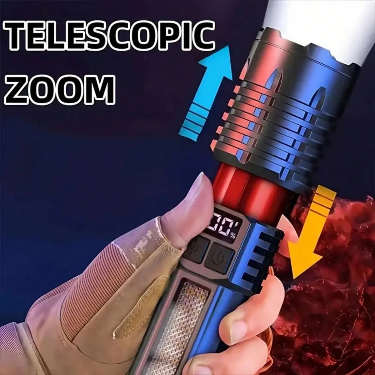 High-Brightness Rechargeable LED Tactical Flashlights, A Total Of 5 Modes, COB Side Lights, Adjustable Focus, USB C Interface, Suitable For Outdoor Adventure, Camping, Travel And Emergency, Bright Out