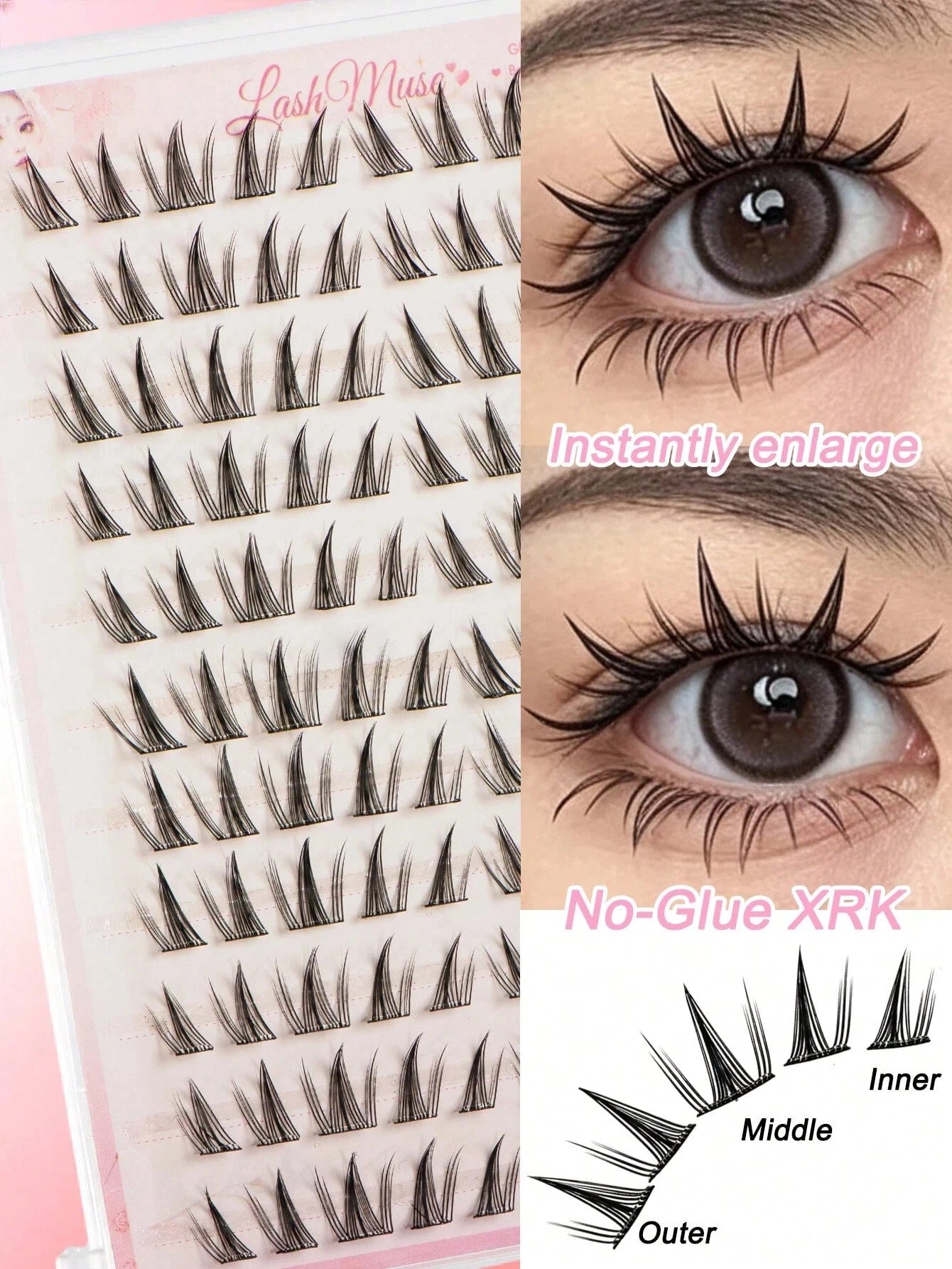 High Rating 110 Clusters Large Capacity Glue-Free Sunflower False Eyelashes- C Curl, 12mm Length, DIY Natural Eyelashes, Easy To Use, Korean/Fairy/Manga Style, Beginner Friendly, Suitable For Daily O