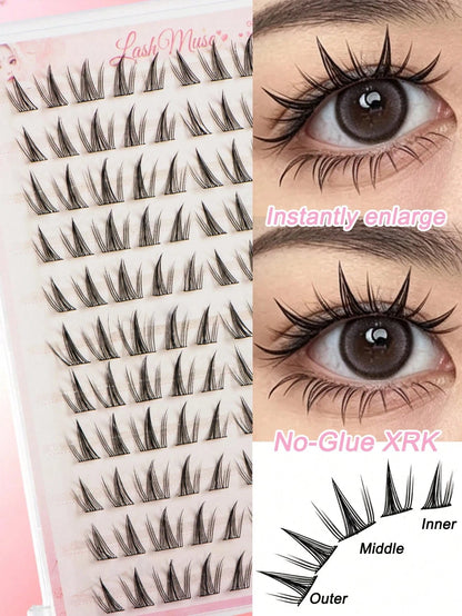 High Rating 110 Clusters Large Capacity Glue-Free Sunflower False Eyelashes- C Curl, 12mm Length, DIY Natural Eyelashes, Easy To Use, Korean/Fairy/Manga Style, Beginner Friendly, Suitable For Daily O