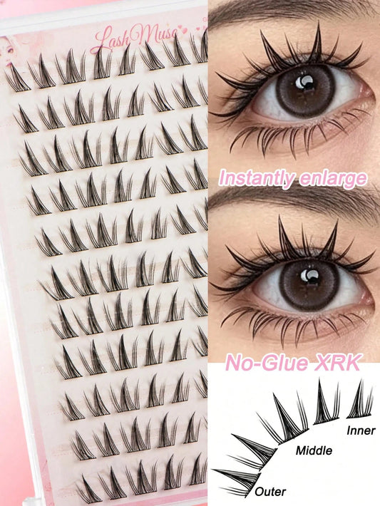 High Rating 110 Clusters Large Capacity Glue-Free Sunflower False Eyelashes- C Curl, 12mm Length, DIY Natural Eyelashes, Easy To Use, Korean/Fairy/Manga Style, Beginner Friendly, Suitable For Daily O