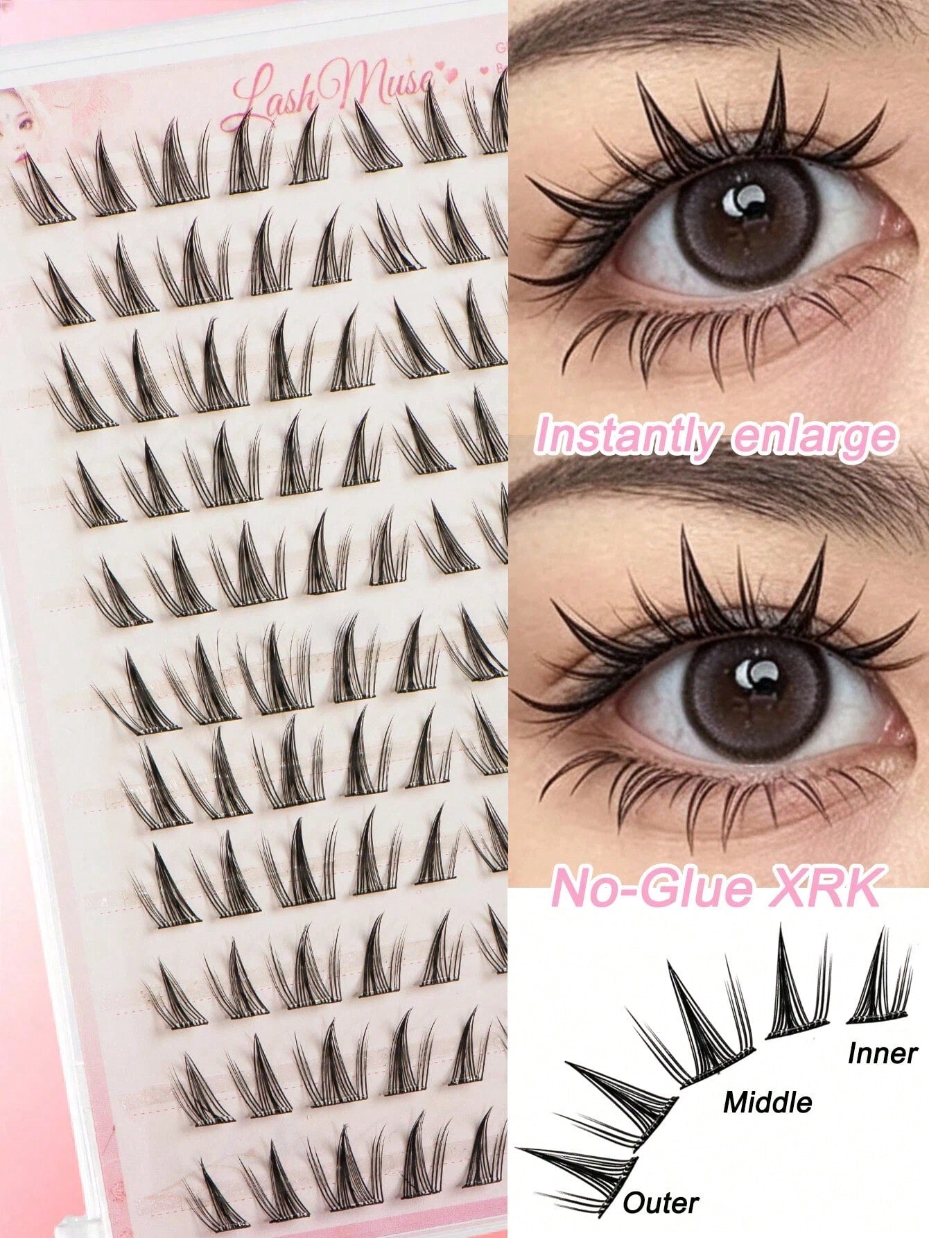 High Rating 110 Clusters Large Capacity Glue-Free Sunflower False Eyelashes- C Curl, 12mm Length, DIY Natural Eyelashes, Easy To Use, Korean/Fairy/Manga Style, Beginner Friendly, Suitable For Daily O