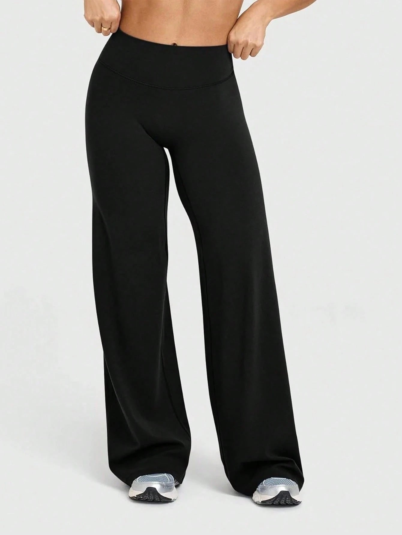 High Waist Booty Lifting Wide Leg Yoga Pants, V-Seam Scrunch Butt Flared Workout Leggings, 4-Way Stretch Skin-Friendly Casual Flare Pants For Gym