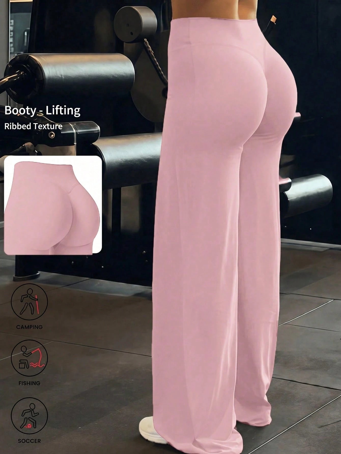 High Waist Booty Lifting Wide Leg Yoga Pants, V-Seam Scrunch Butt Flared Workout Leggings, 4-Way Stretch Skin-Friendly Casual Flare Pants For Gym