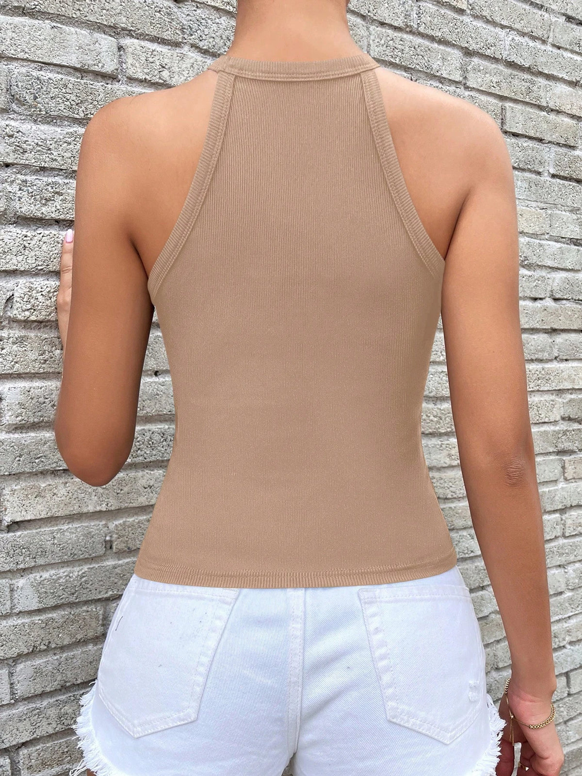 Holidaya Button Detail Halter Top