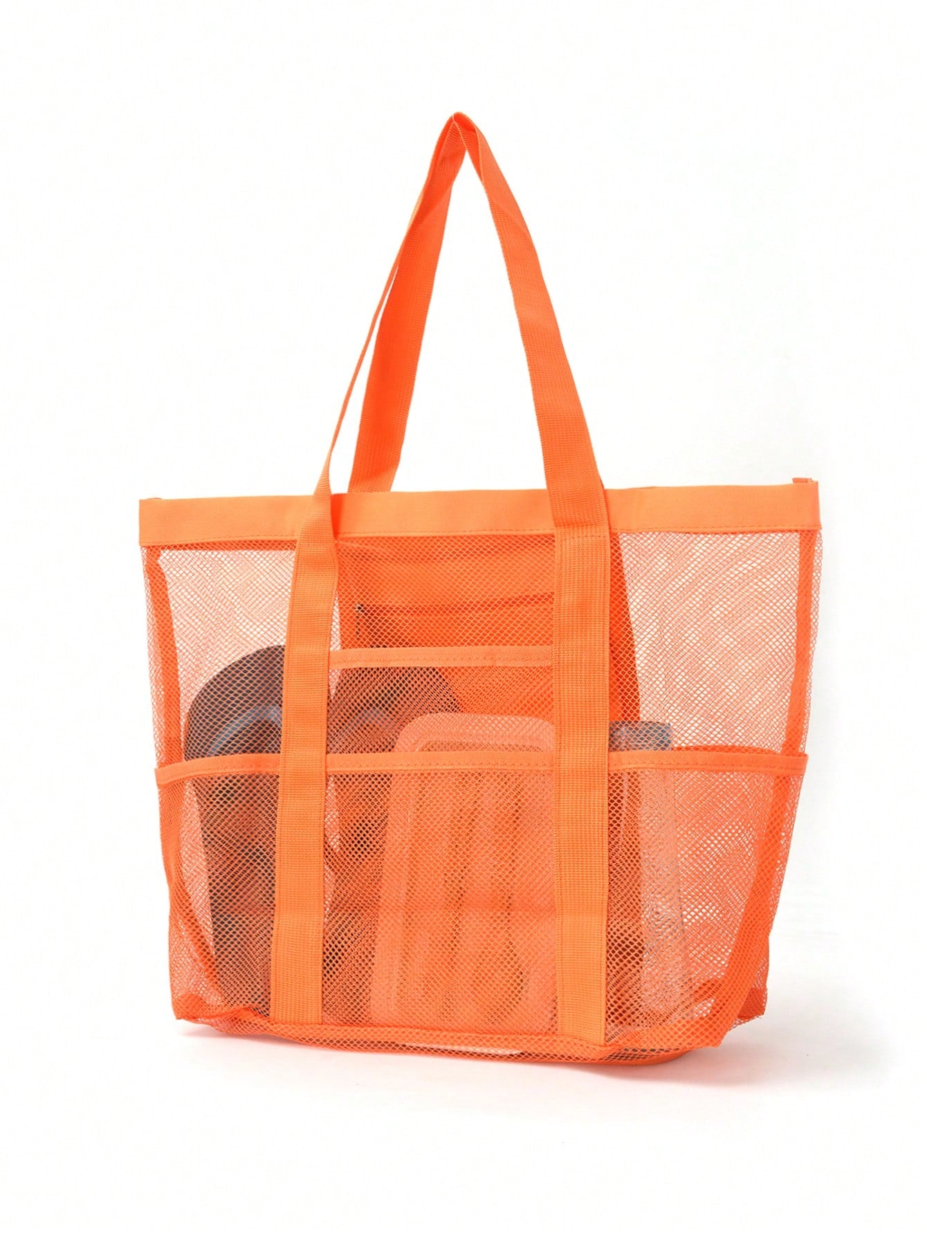 Hollow Polyester Mesh Large Capacity Beach Bag, Travel Laundry Bag, Swimming Storage Bag, Minimalist Mesh Beach Bag, Mother's Day Gift For Mom, Crochet Bags