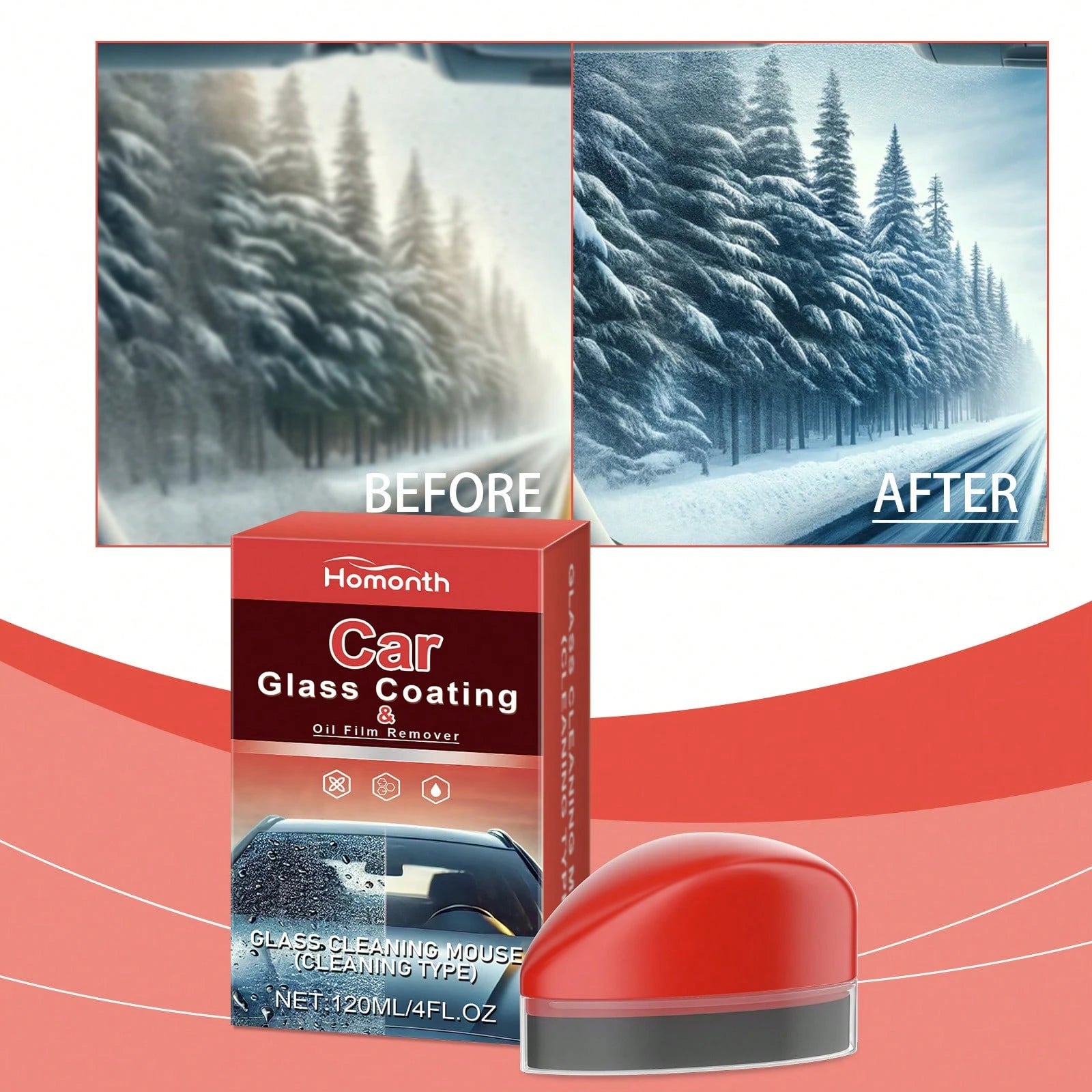 Homonth Glass Oil Film Cleaner Car Windshield Shine Cleaning Coating Coating Agent Oil Film Remover