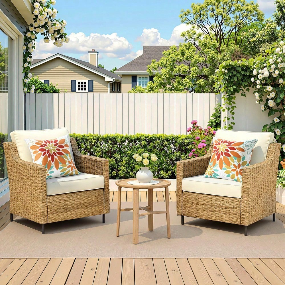 HOMPOOLL 2Pcs Floral Outdoor Pillow Covers Waterproof Spring Throw Pillow Cases Yellow Blue 18x18 Inch Decorative Summer Cushion Covers For Patio Furniture Garden Bench Porch Sofa