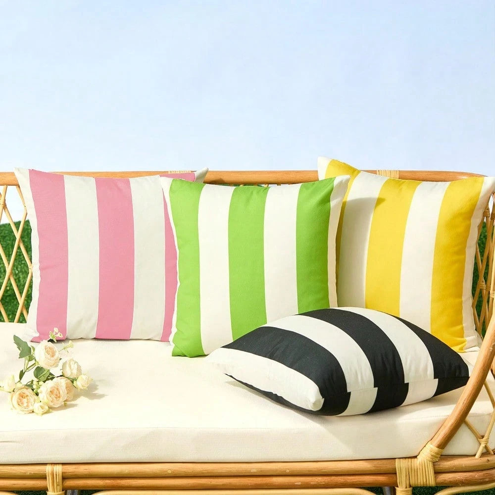 HOMPOOLL 2Pcs Outdoor Pillow Covers 18x18 Navy Blue Striped Decoration Throw Pillow Covers For Spring Summer Outdoor Waterproof Garden Patio Furniture Sofa Bed Home Decor