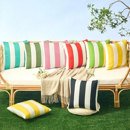 HOMPOOLL 2Pcs Outdoor Pillow Covers 18x18 Navy Blue Striped Decoration Throw Pillow Covers For Spring Summer Outdoor Waterproof Garden Patio Furniture Sofa Bed Home Decor