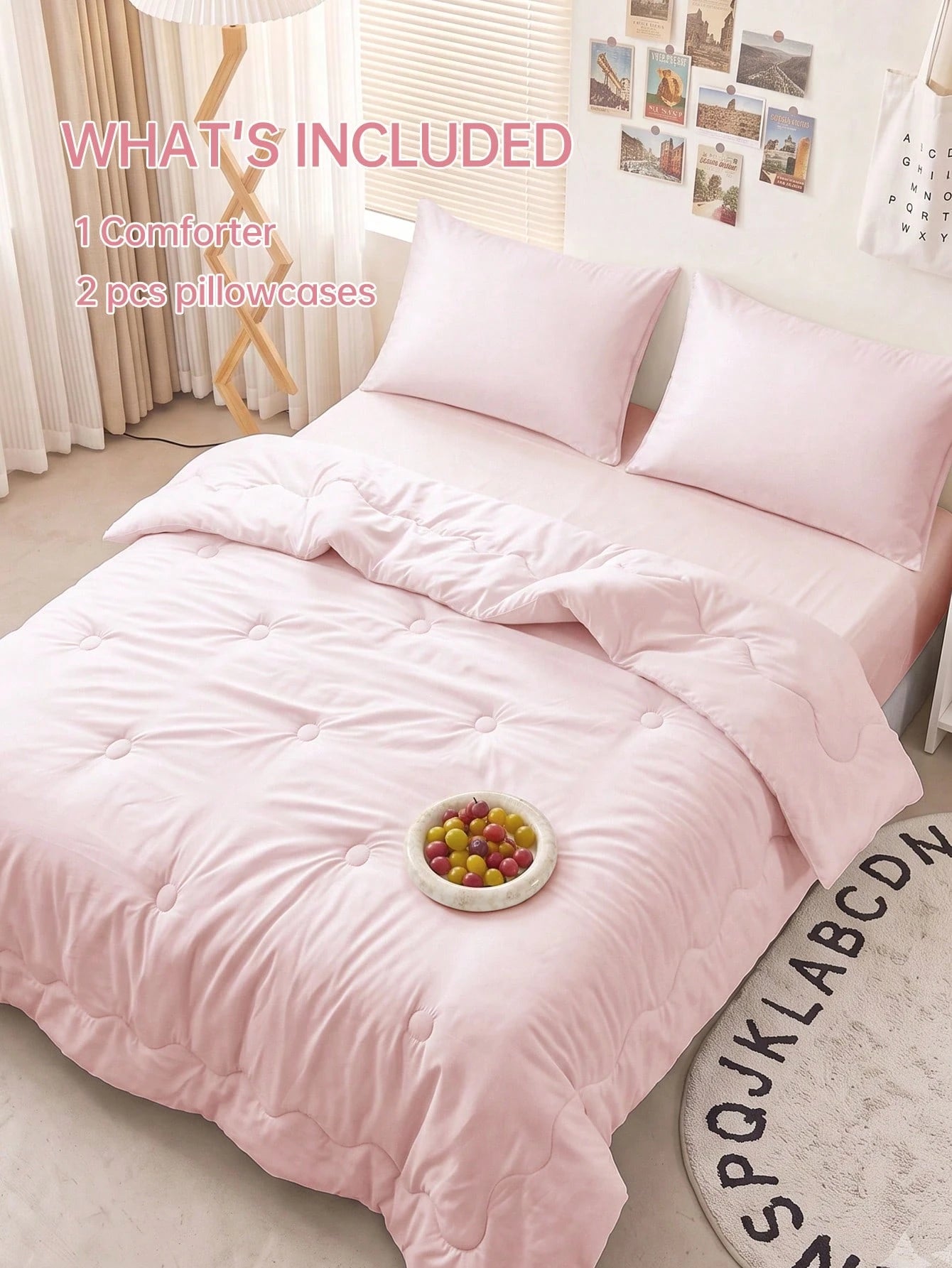 HONEYMOON 2/3pcs Wavy Quilted Comforter Set (Summer Thin Quilt) (2pcs=1 Comforter+1 Pillowcase; 3pcs=1 Comforter+2 Pillowcases)- 100% Polyester Fabric With Grid Stitching, Lightweight & Cool, Soft &