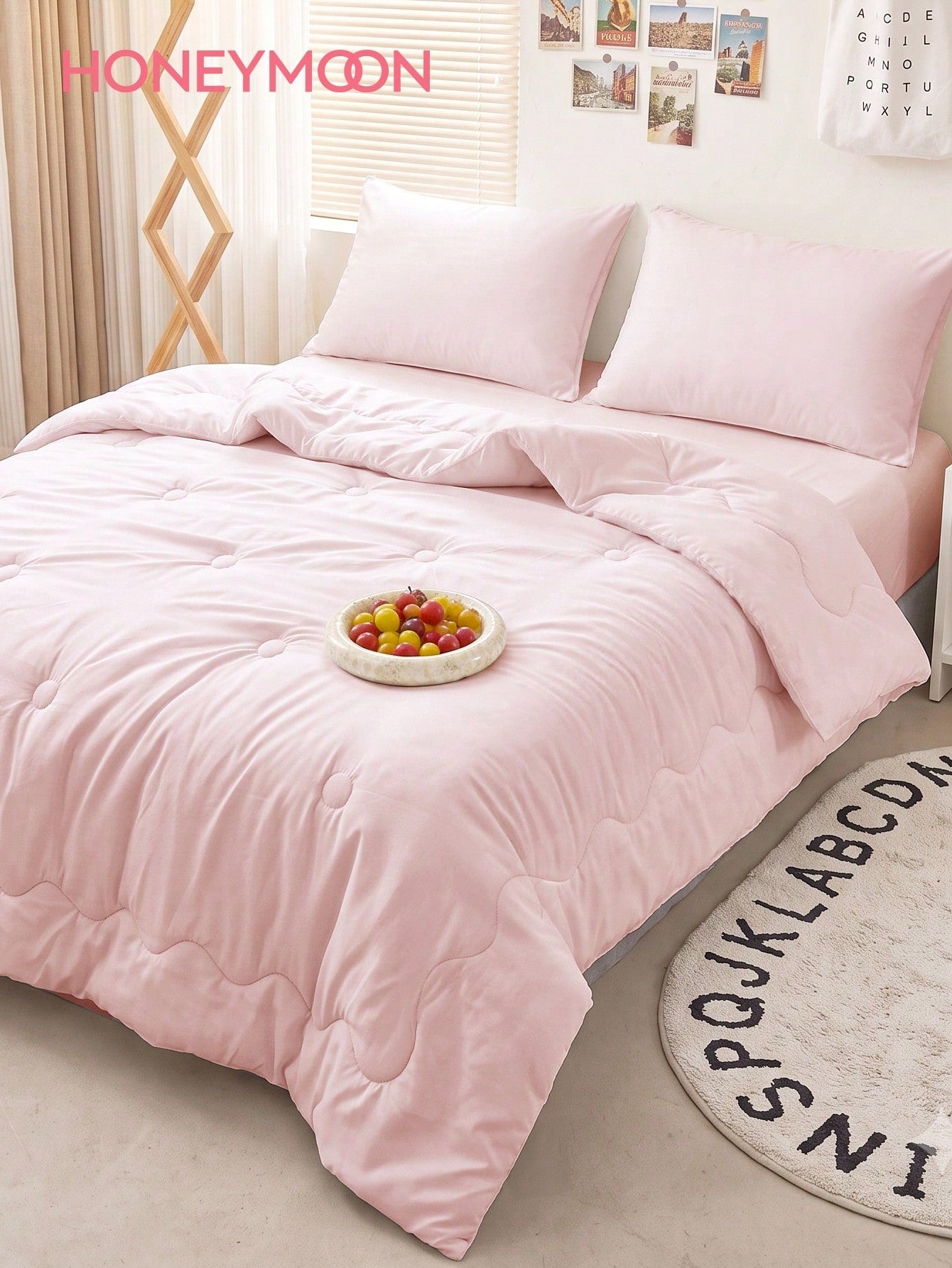 HONEYMOON 2/3pcs Wavy Quilted Comforter Set (Summer Thin Quilt) (2pcs=1 Comforter+1 Pillowcase; 3pcs=1 Comforter+2 Pillowcases)- 100% Polyester Fabric With Grid Stitching, Lightweight & Cool, Soft &