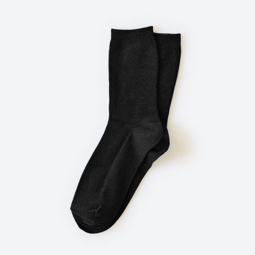 Hooray Sock Co Everyday Solid Cotton Crew Socks, Raven