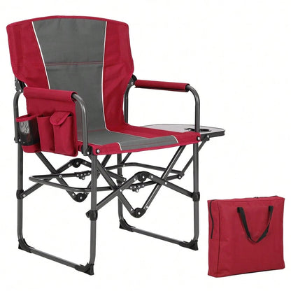 Huisuilinss Oversized Camping Directors Chair,Portable Camping Chair,Folding Chair,Adults Lawn Chair With Side Table,Support 400 Lbs,For Sports Picnic Beach Fishing,1PCS
