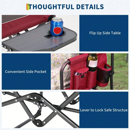 Huisuilinss Oversized Camping Directors Chair,Portable Camping Chair,Folding Chair,Adults Lawn Chair With Side Table,Support 400 Lbs,For Sports Picnic Beach Fishing,1PCS