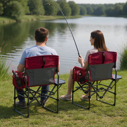 Huisuilinss Oversized Camping Directors Chair,Portable Camping Chair,Folding Chair,Adults Lawn Chair With Side Table,Support 400 Lbs,For Sports Picnic Beach Fishing,1PCS