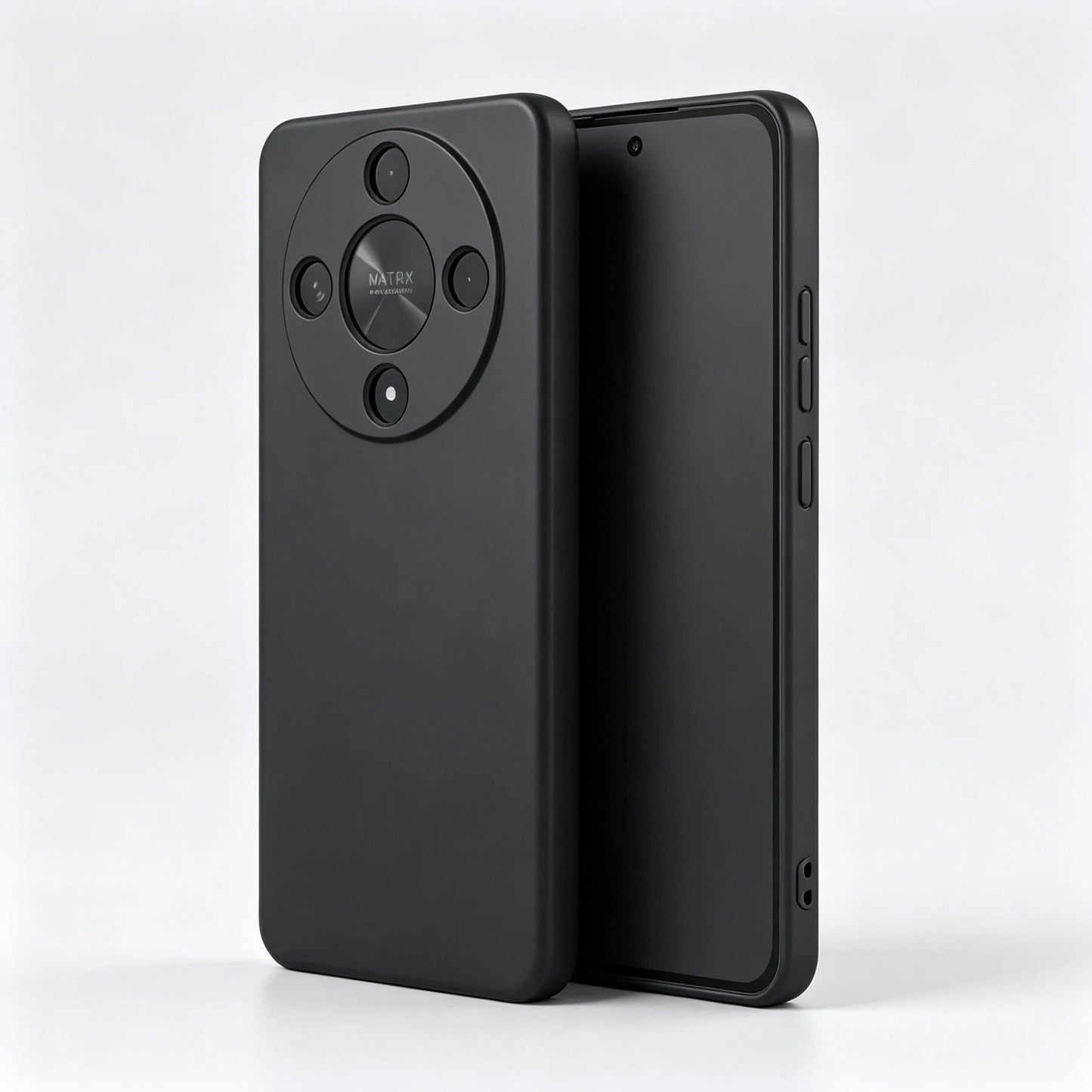 HW And Honor Series Matte Black Fingerprint-Free Phone Case Anti-Slip Grease Resistant Flexible TPU Shell Raised Lens & Screen Edge Shock Absorbing Anti-Bump Accurate Openings Thin Full Coverage Durab