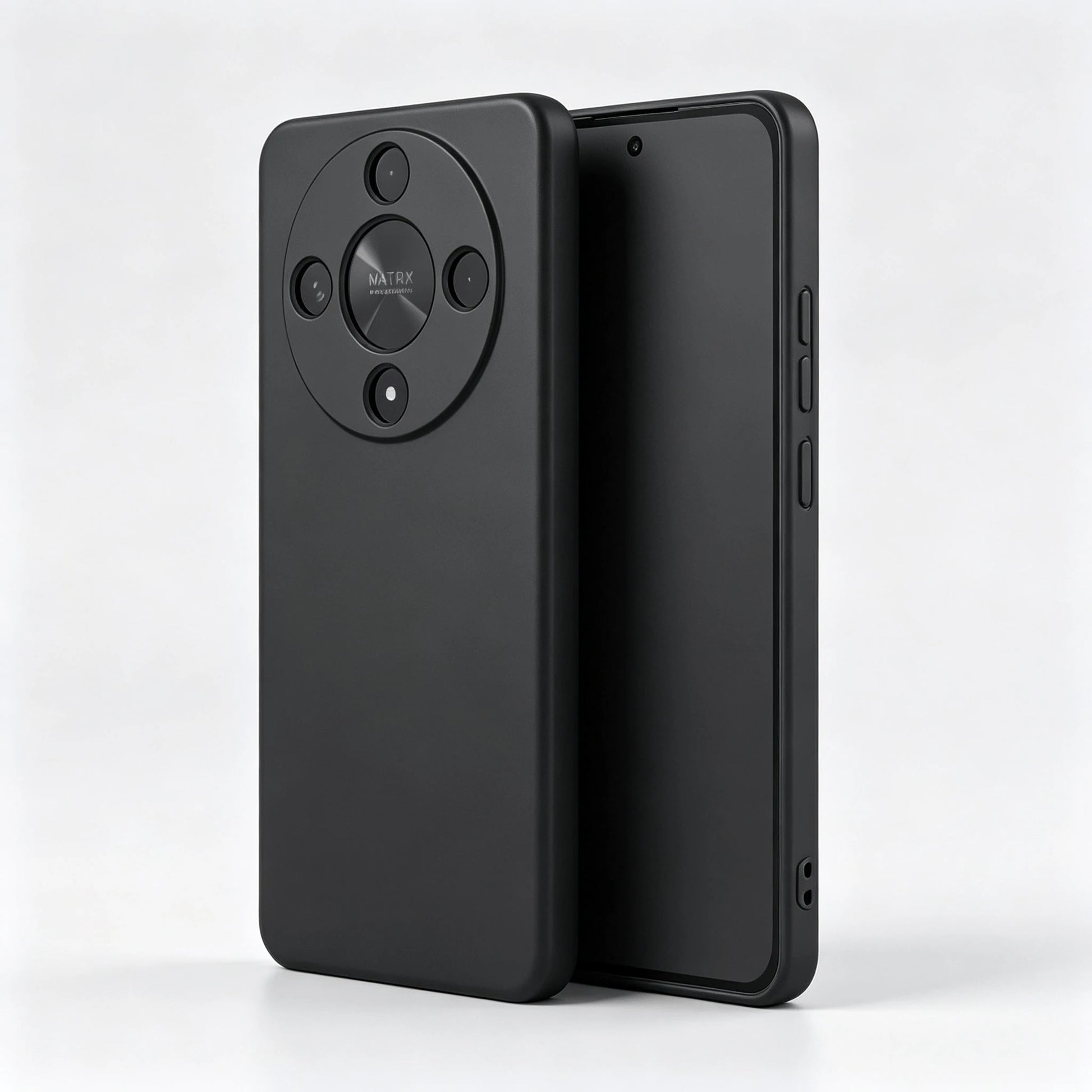HW And Honor Series Matte Black Fingerprint-Free Phone Case Anti-Slip Grease Resistant Flexible TPU Shell Raised Lens & Screen Edge Shock Absorbing Anti-Bump Accurate Openings Thin Full Coverage Durab