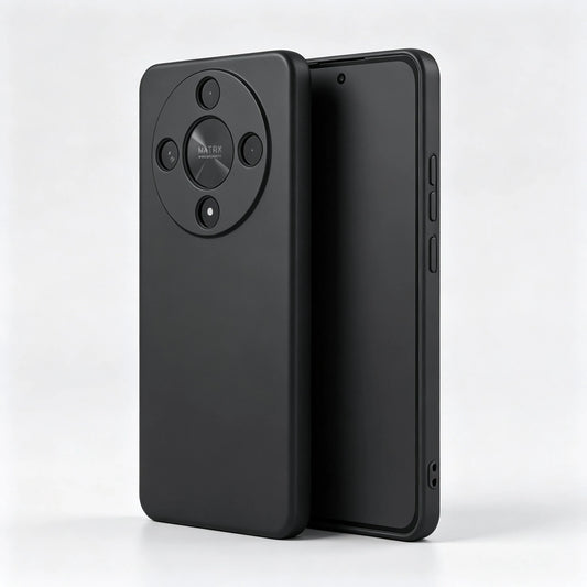 HW And Honor Series Matte Black Fingerprint-Free Phone Case Anti-Slip Grease Resistant Flexible TPU Shell Raised Lens & Screen Edge Shock Absorbing Anti-Bump Accurate Openings Thin Full Coverage Durab