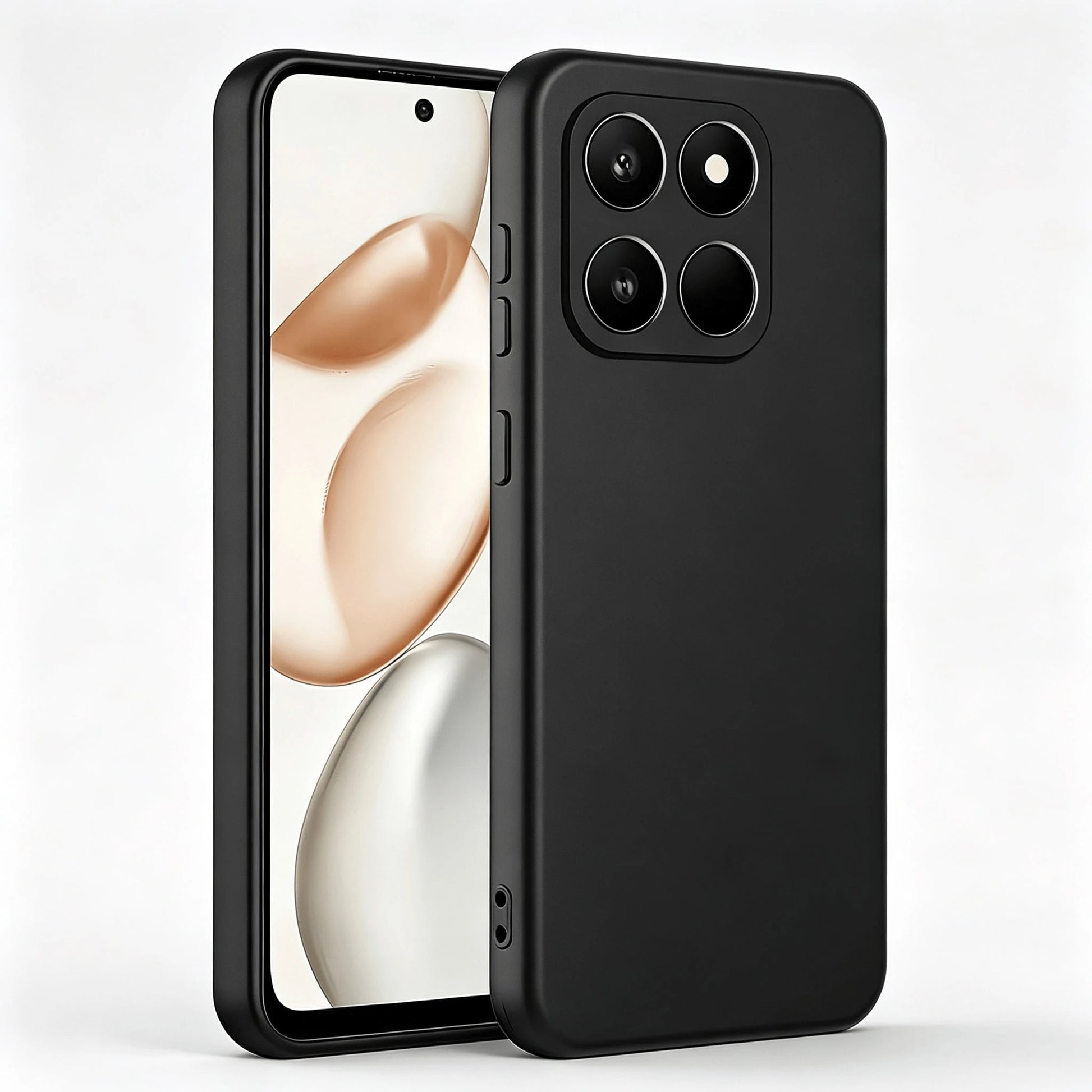 HW And Honor Series Matte Black Fingerprint-Free Phone Case Anti-Slip Grease Resistant Flexible TPU Shell Raised Lens & Screen Edge Shock Absorbing Anti-Bump Accurate Openings Thin Full Coverage Durab