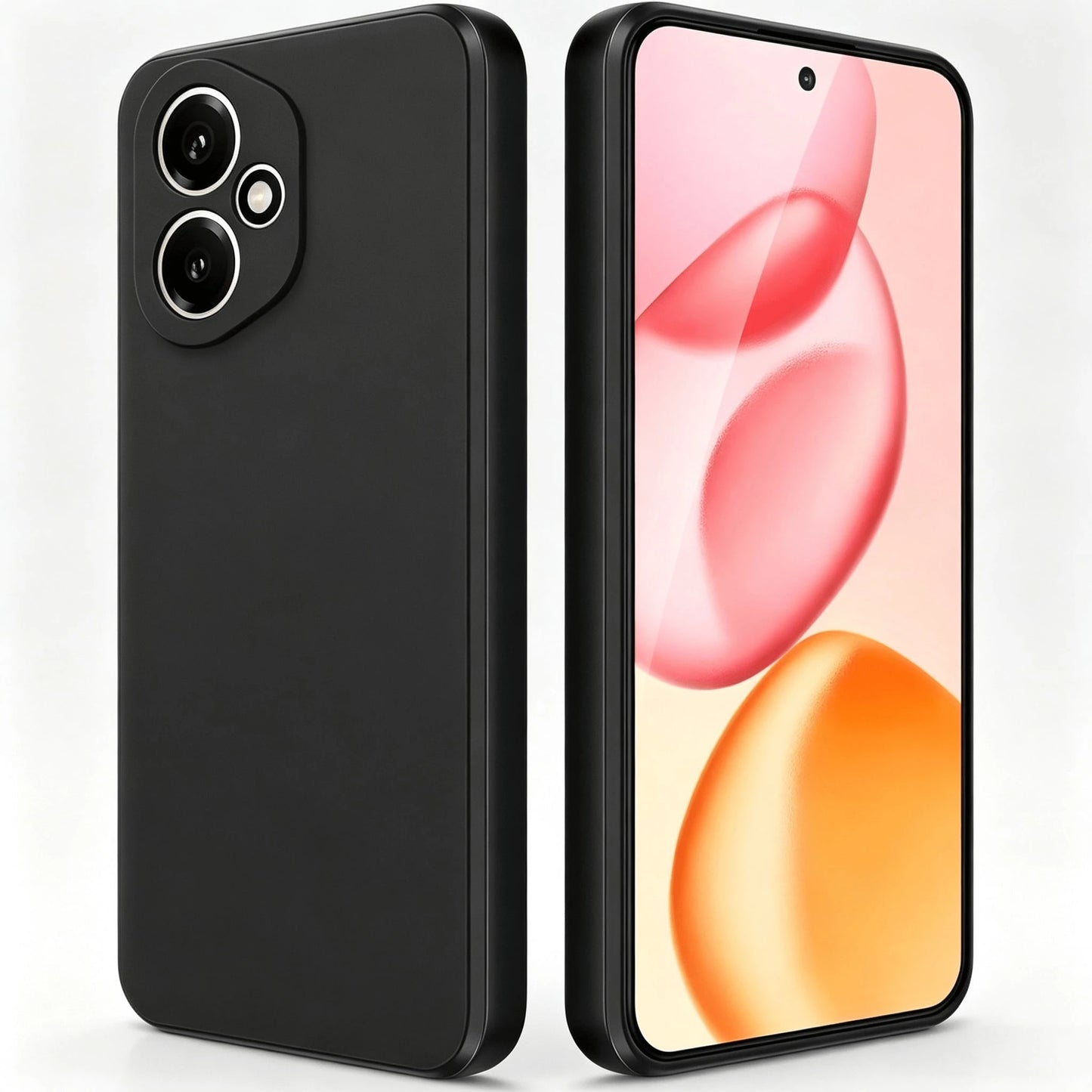 HW And Honor Series Matte Black Fingerprint-Free Phone Case Anti-Slip Grease Resistant Flexible TPU Shell Raised Lens & Screen Edge Shock Absorbing Anti-Bump Accurate Openings Thin Full Coverage Durab