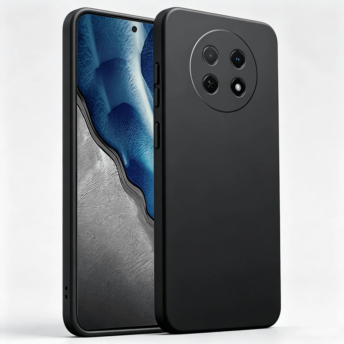 HW And Honor Series Matte Black Fingerprint-Free Phone Case Anti-Slip Grease Resistant Flexible TPU Shell Raised Lens & Screen Edge Shock Absorbing Anti-Bump Accurate Openings Thin Full Coverage Durab