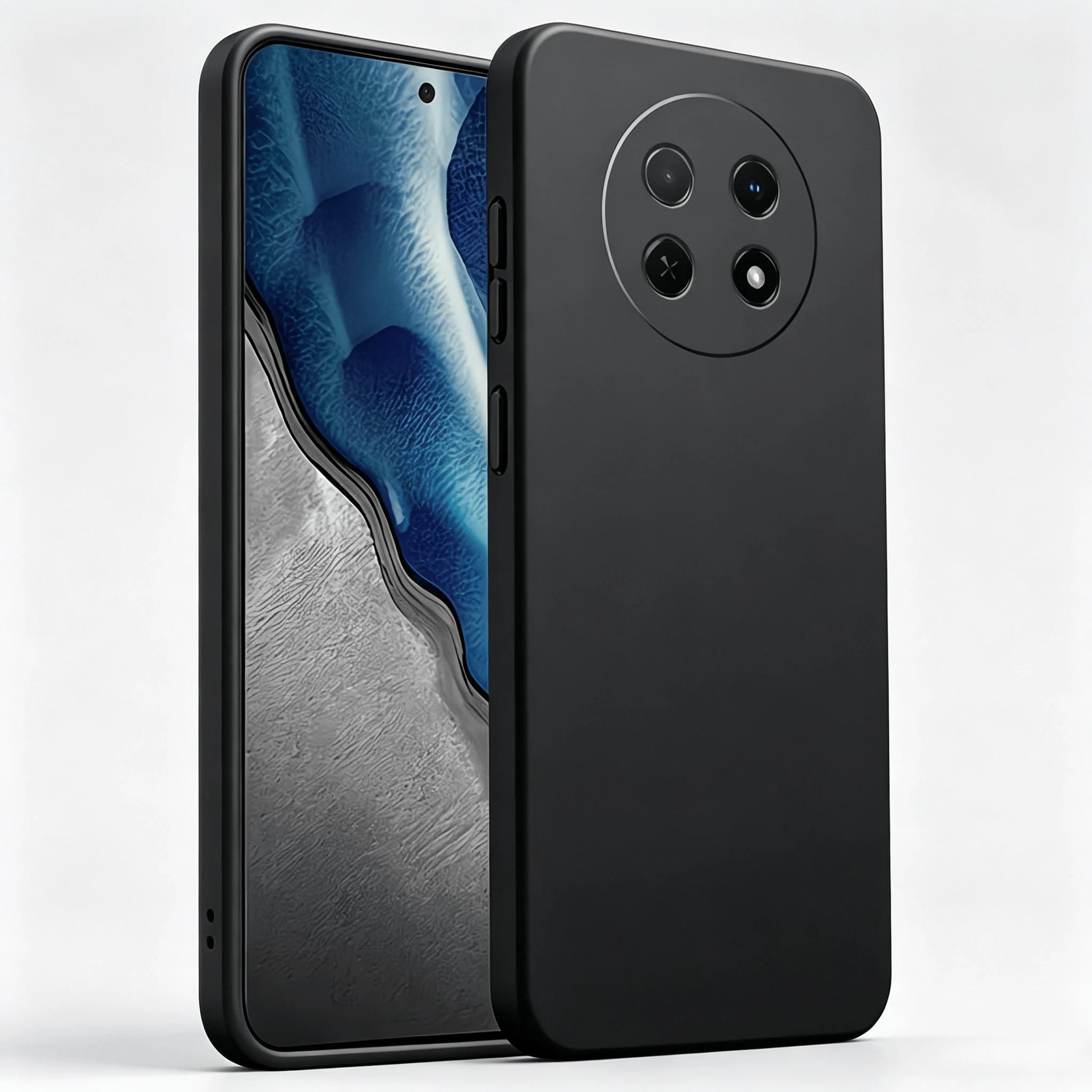 HW And Honor Series Matte Black Fingerprint-Free Phone Case Anti-Slip Grease Resistant Flexible TPU Shell Raised Lens & Screen Edge Shock Absorbing Anti-Bump Accurate Openings Thin Full Coverage Durab
