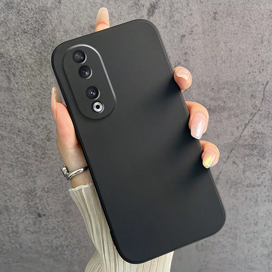 HW And Honor Series Matte Black Fingerprint-Free Phone Case Anti-Slip Grease Resistant Flexible TPU Shell Raised Lens & Screen Edge Shock Absorbing Anti-Bump Accurate Openings Thin Full Coverage Durab