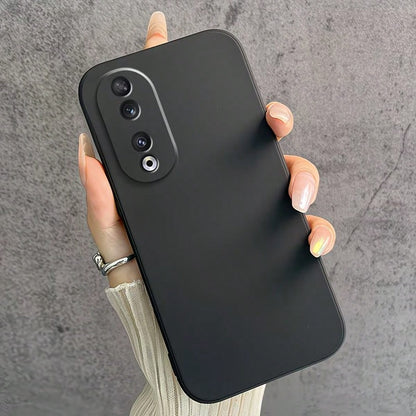 HW And Honor Series Matte Black Fingerprint-Free Phone Case Anti-Slip Grease Resistant Flexible TPU Shell Raised Lens & Screen Edge Shock Absorbing Anti-Bump Accurate Openings Thin Full Coverage Durab