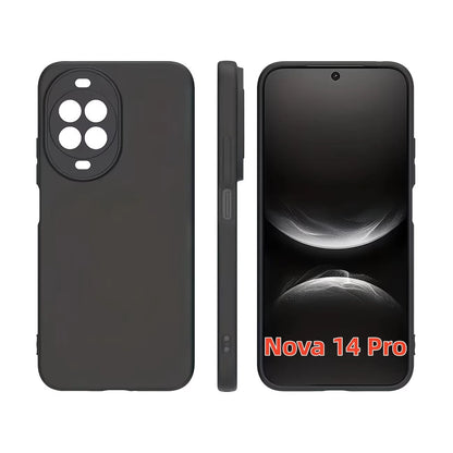 HW And Honor Series Matte Black Fingerprint-Free Phone Case Anti-Slip Grease Resistant Flexible TPU Shell Raised Lens & Screen Edge Shock Absorbing Anti-Bump Accurate Openings Thin Full Coverage Durab