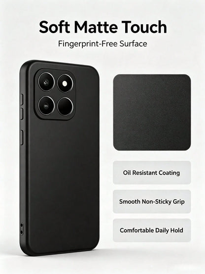 HW And Honor Series Matte Black Fingerprint-Free Phone Case Anti-Slip Grease Resistant Flexible TPU Shell Raised Lens & Screen Edge Shock Absorbing Anti-Bump Accurate Openings Thin Full Coverage Durab