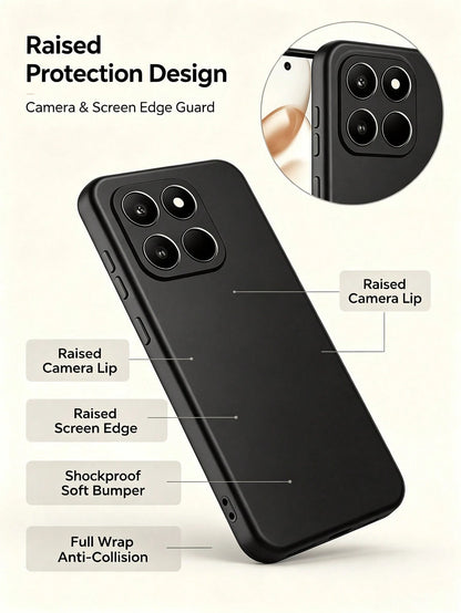 HW And Honor Series Matte Black Fingerprint-Free Phone Case Anti-Slip Grease Resistant Flexible TPU Shell Raised Lens & Screen Edge Shock Absorbing Anti-Bump Accurate Openings Thin Full Coverage Durab