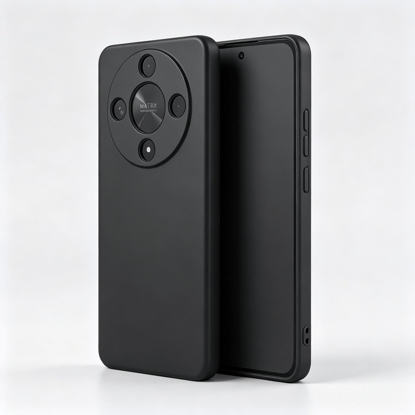 HW And Honor Series Matte Black Fingerprint-Free Phone Case Anti-Slip Grease Resistant Flexible TPU Shell Raised Lens & Screen Edge Shock Absorbing Anti-Bump Accurate Openings Thin Full Coverage Durab