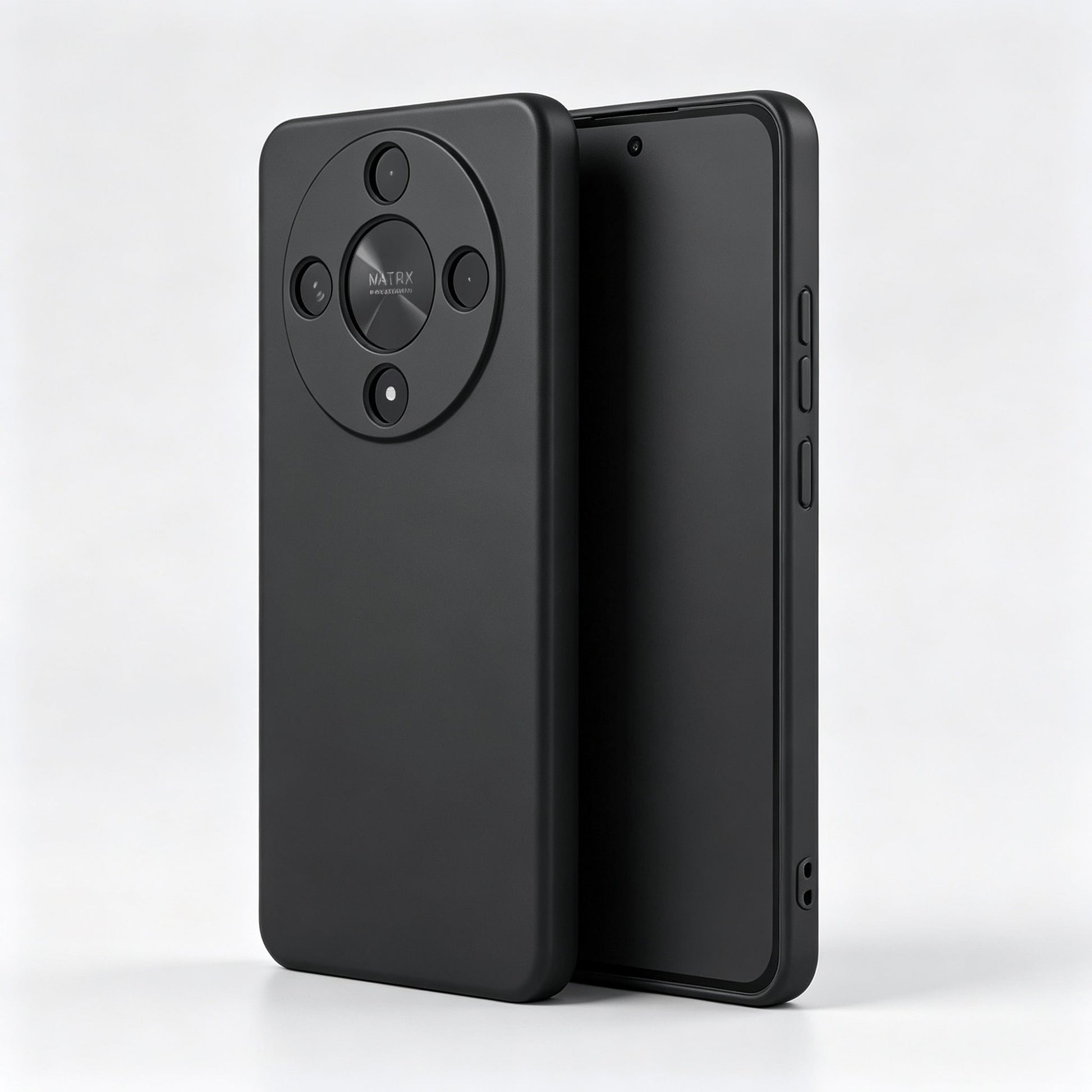 HW And Honor Series Matte Black Fingerprint-Free Phone Case Anti-Slip Grease Resistant Flexible TPU Shell Raised Lens & Screen Edge Shock Absorbing Anti-Bump Accurate Openings Thin Full Coverage Durab