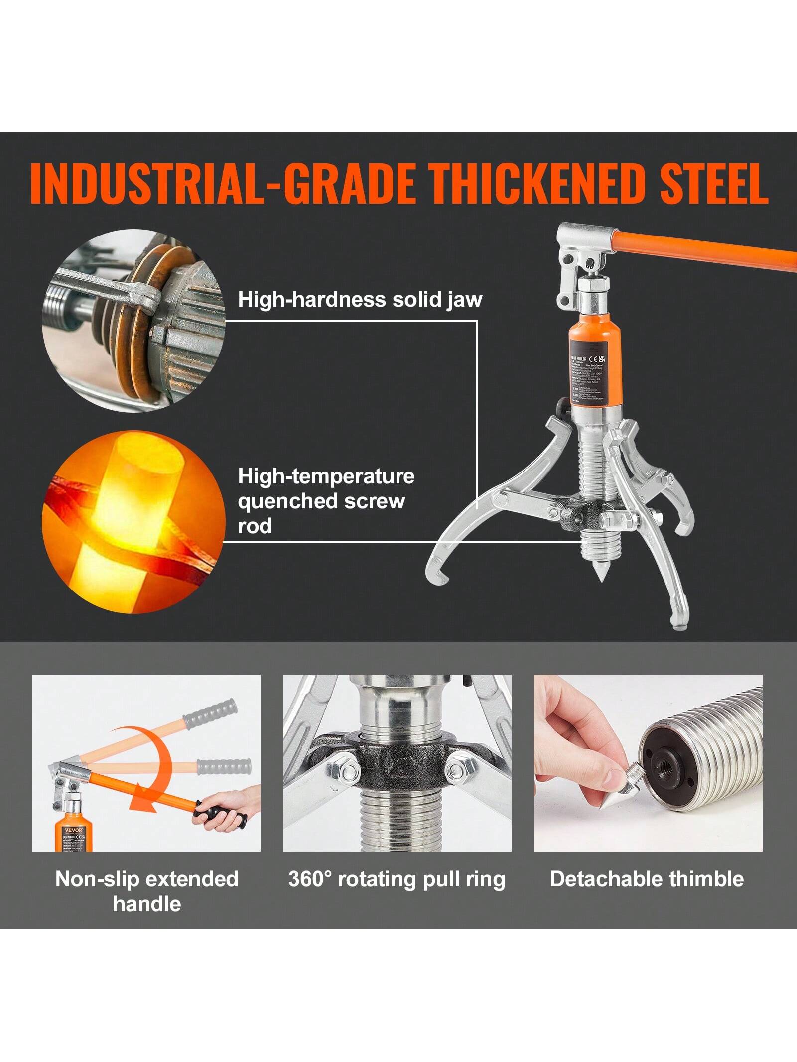 Hydraulic Gear Puller 5&15 Ton Max Capacity Wheel Bearing Pulling Separator 2 Or 3 Jaws Puller Vertically And Horizontally 8"&12" Jaw Hydraulic Puller With Case For Pulling Hubs