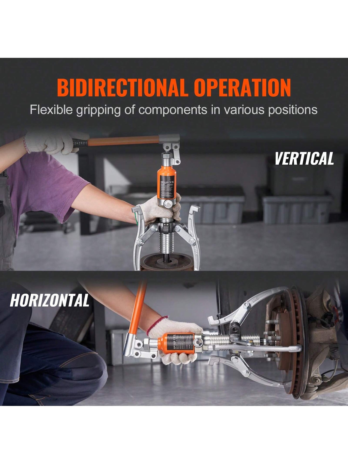 Hydraulic Gear Puller 5&15 Ton Max Capacity Wheel Bearing Pulling Separator 2 Or 3 Jaws Puller Vertically And Horizontally 8"&12" Jaw Hydraulic Puller With Case For Pulling Hubs