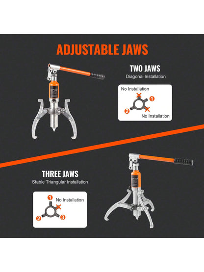 Hydraulic Gear Puller 5&15 Ton Max Capacity Wheel Bearing Pulling Separator 2 Or 3 Jaws Puller Vertically And Horizontally 8"&12" Jaw Hydraulic Puller With Case For Pulling Hubs