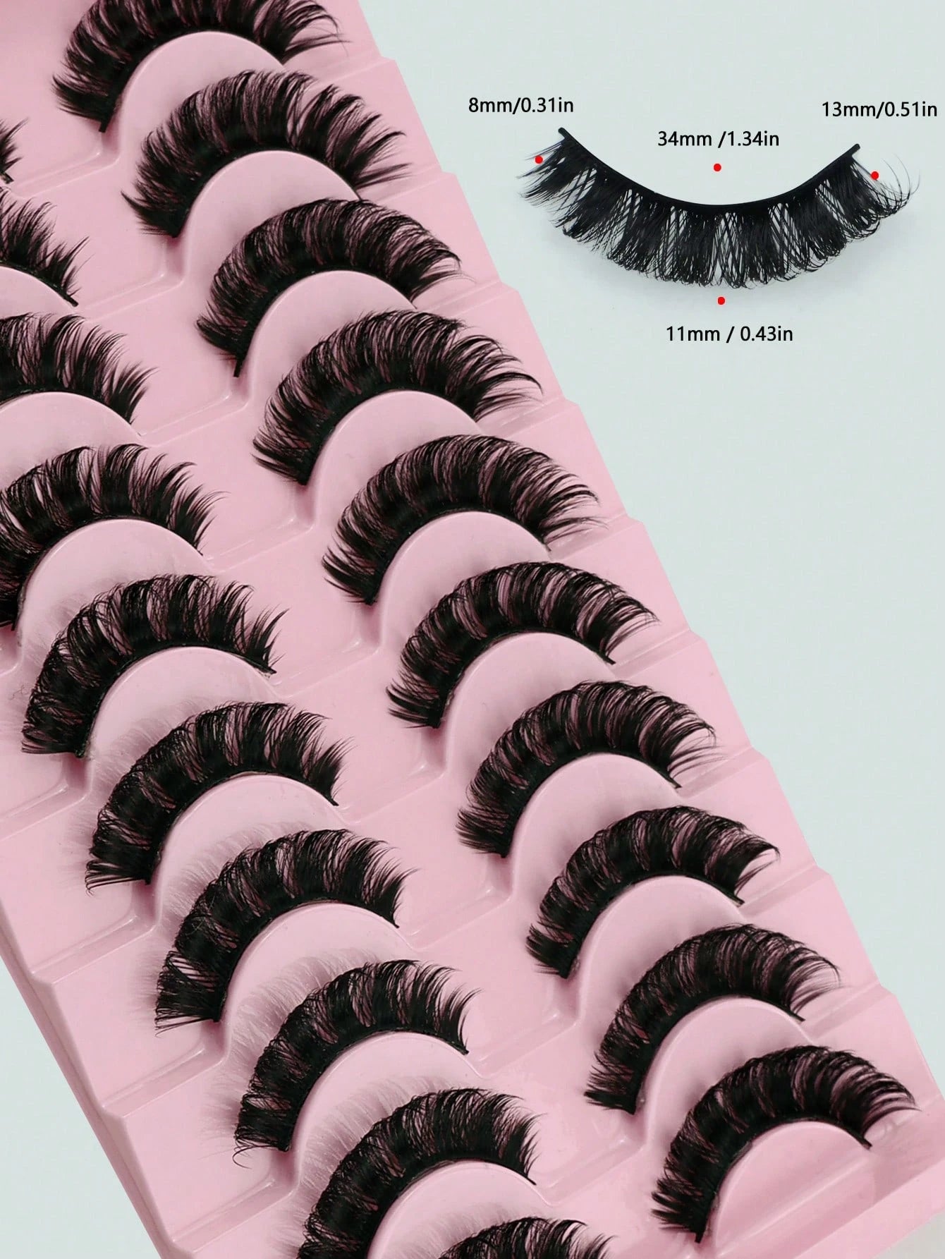 ICHICKISS 10 Pairs Soft False Eyelashes, Curled, Skin-Friendly, Non-Irritating, Reusable, Suitable For Eyelash Extensions