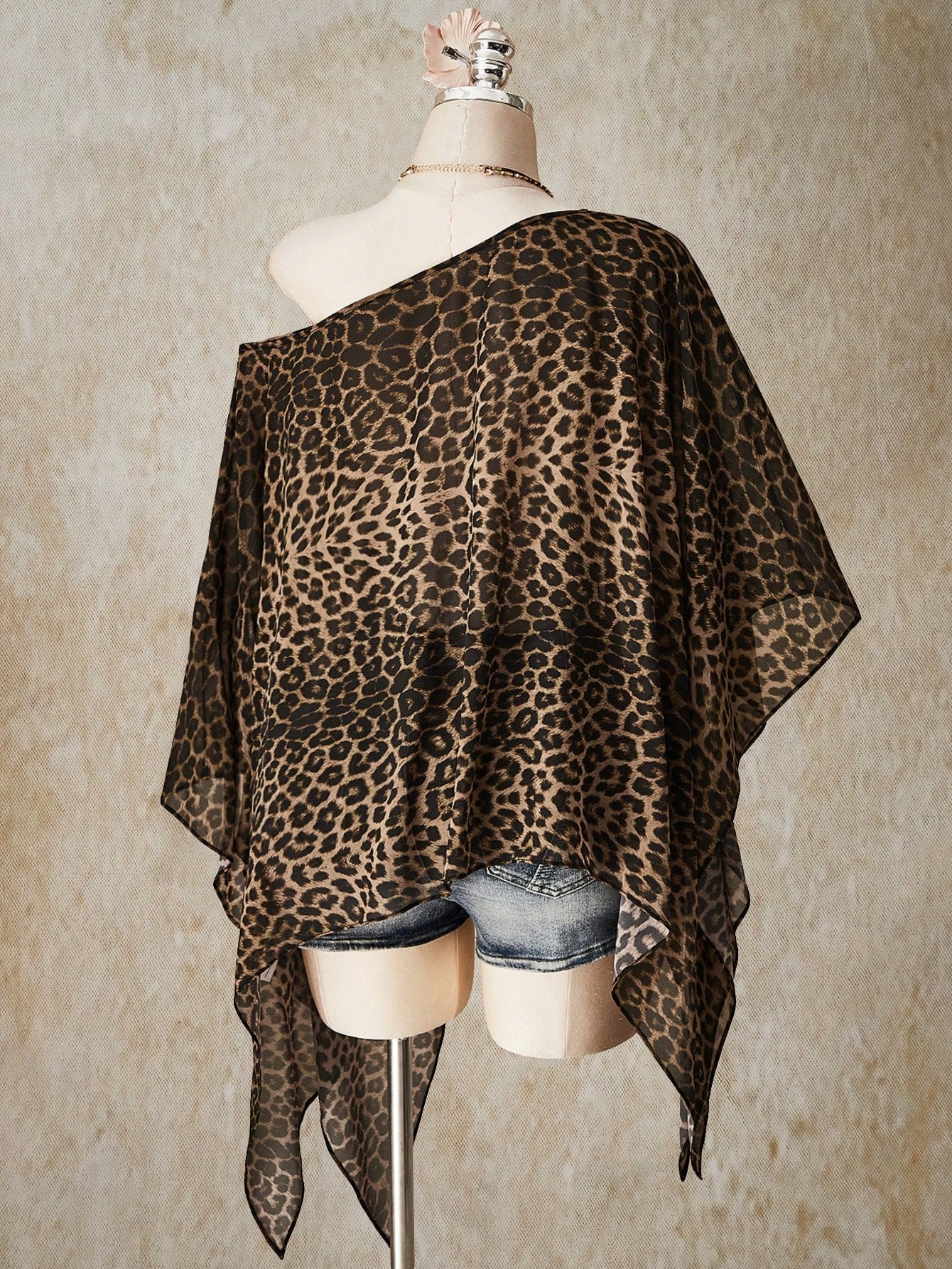 ICON Plus Size Brown Y2K Sexy Leopard Print Asymmetrical Hem Loose Top,Summer 70's Retro Bohemian Music Festival Night Out Beach Club Party Tops